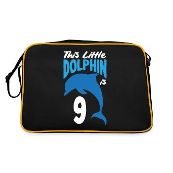 This little dolphin is 9 9th birthday - Retro Bag - black/gold - Back