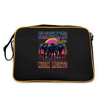 Elefantenelefanten unter Neonlichtern - Retro Tasche - Schwarz/Gold - Hinten