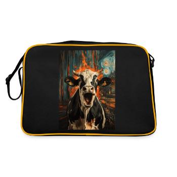 Kuh - Retro Tasche - Schwarz/Gold - Hinten