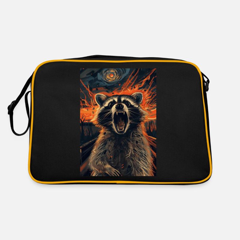 Waschbär - Retro Tasche - Schwarz/Gold