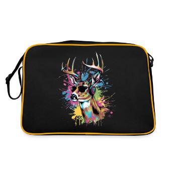 Pop Art Deer with Headphones Sunglasses Fest - Retro Bag - black/gold - Back