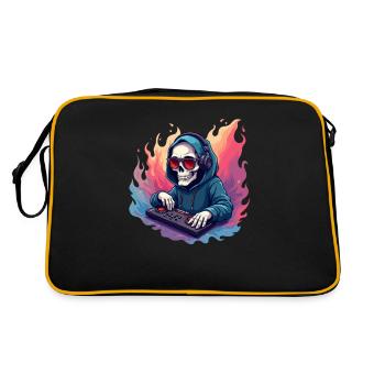 Crâne de DJ avec lunettes de soleil et casque en pop - Sac Retro - noir/or - Dos