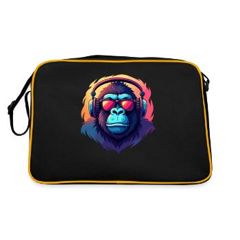 Gorille avec lunettes de soleil et écouteurs dans le Pop Art - Sac Retro - noir/or - Dos