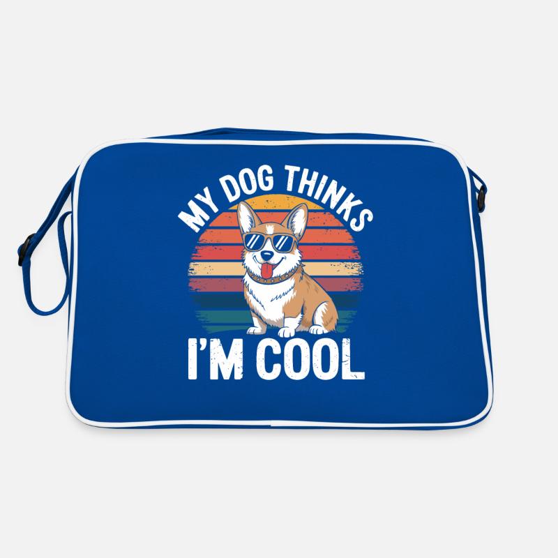 Corgi my dog thinks I'm cool Retro Bag