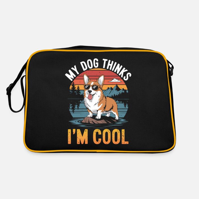 Corgi my dog thinks I'm cool Retro Bag