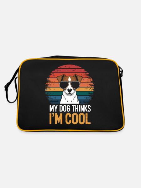 Jack Russell Terrier Besitzer - Retro Tasche - Schwarz/Gold - Hinten