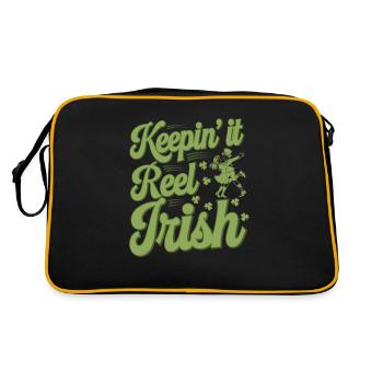 Irish Dance Irischer Tanz - Retro Tasche - Schwarz/Gold - Hinten
