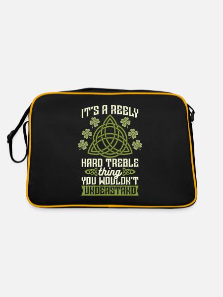 Irish Dance Irischer Tanz - Retro Tasche - Schwarz/Gold - Hinten