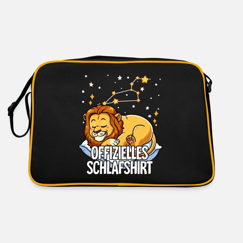 Offizielles Schlafshirt Sternzeichen Löwe - Retro Tasche - Schwarz/Gold