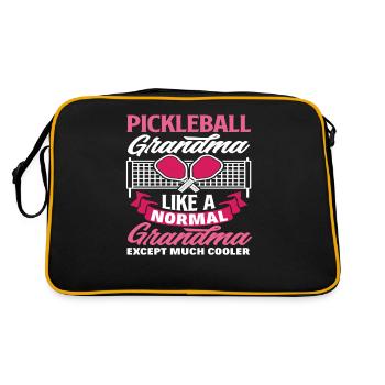 Pickleball Oma Wie Eine Normale Oma Nur Viel - Retro Tasche - Schwarz/Gold - Hinten