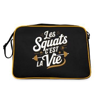 Kniebeugen sind das Leben Bodybuilding Fitness - Retro Tasche - Schwarz/Gold - Hinten