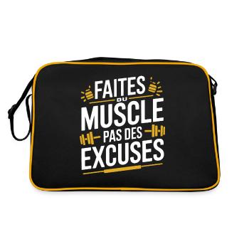 Build muscle not excuses fitness sport - Retro Bag - black/gold - Back