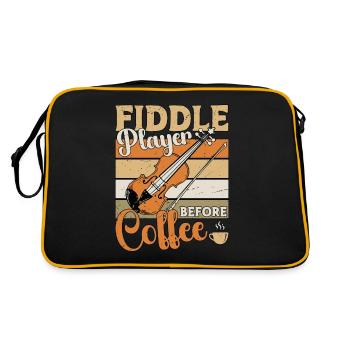 Fiddle Player Before Coffee Musician Coffee Lover - Retro Bag - black/gold - Back