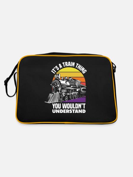 Dampflok Liebhaber Du Verstehst Es Nicht - Retro Tasche - Schwarz/Gold - Hinten