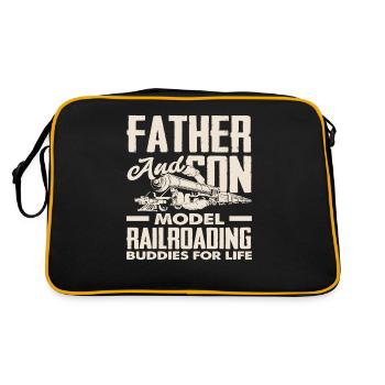 Father and son model railway friends for life - Retro Bag - black/gold - Back