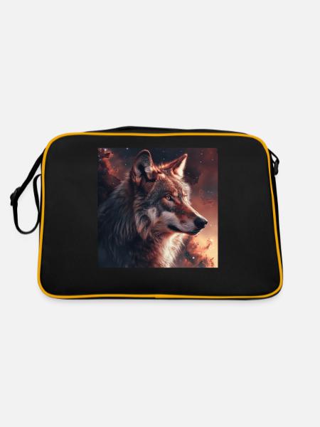 Wolf - Retro Tasche - Schwarz/Gold