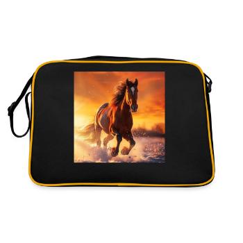 Pferd - Retro Tasche - Schwarz/Gold - Hinten
