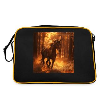 Pferd - Retro Tasche - Schwarz/Gold - Hinten