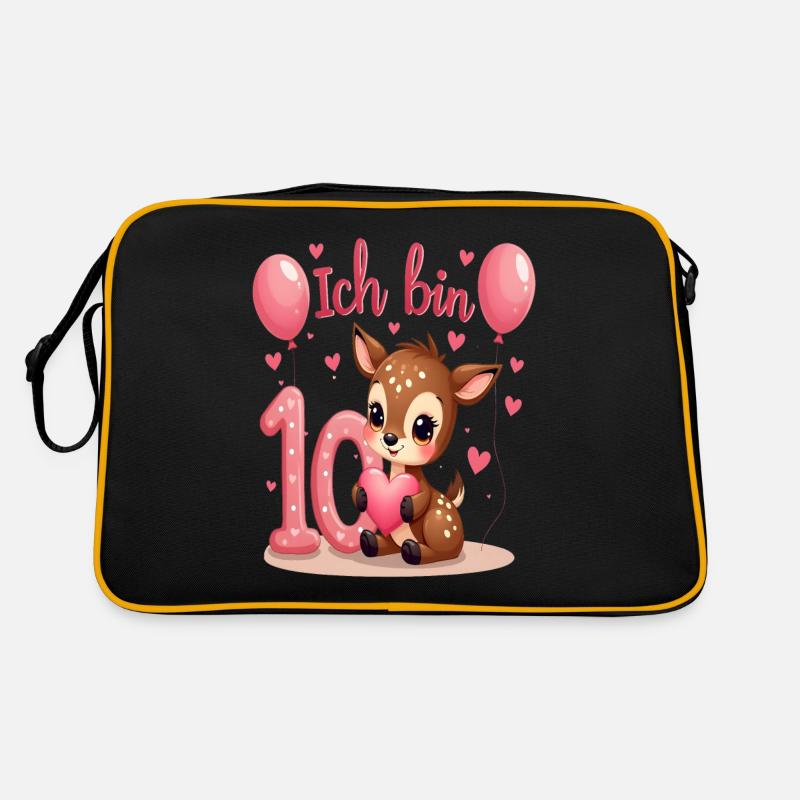 Süßes Reh Ich bin 10 Kinder 10. Geburtstag Mädchen Retro Tasche