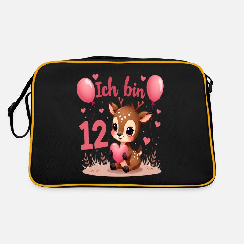 Süßes Reh Ich bin 12 Kinder 12. Geburtstag Mädchen Retro Tasche