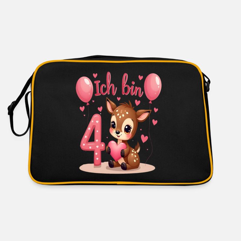 Süßes Reh Ich bin 4 Kinder 4. Geburtstag Mädchen Retro Tasche