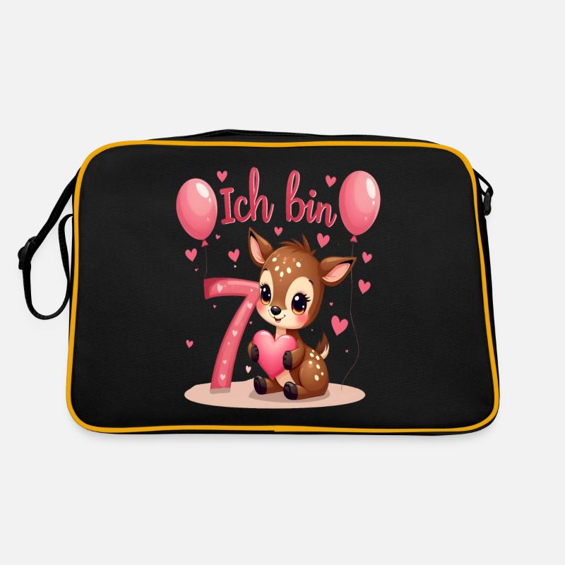 Süßes Reh Ich bin 7 Kinder 7. Geburtstag Mädchen Retro Tasche