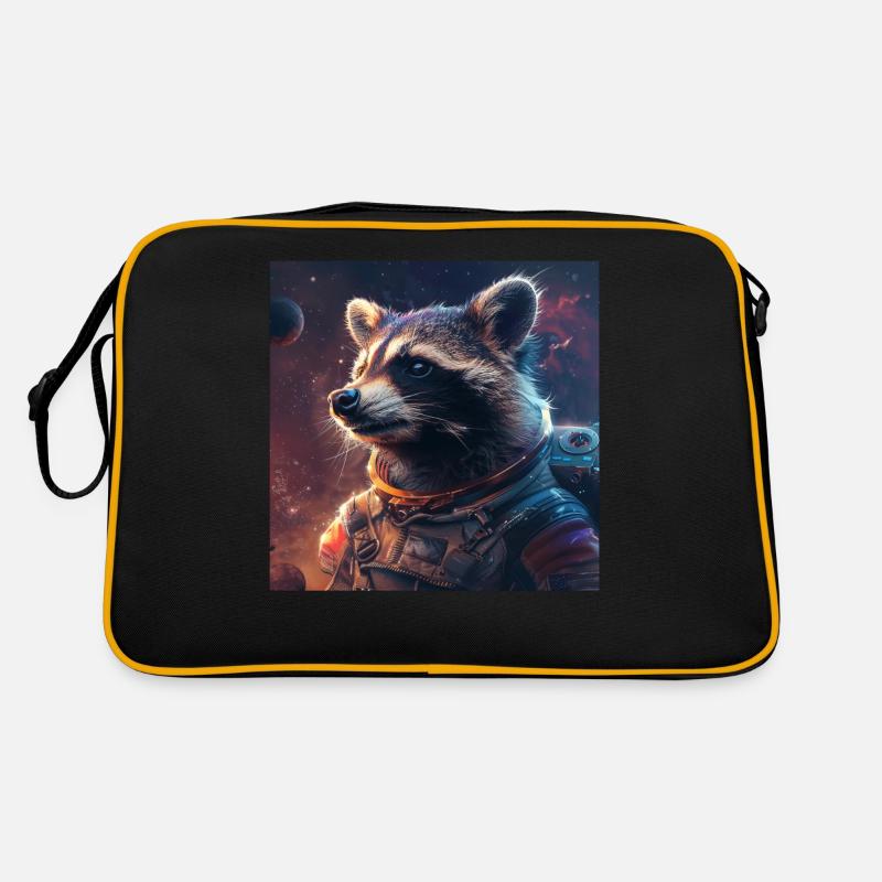 Waschbär - Retro Tasche - Schwarz/Gold