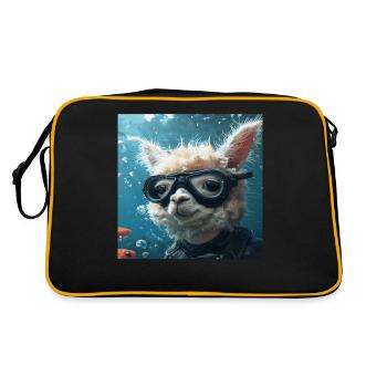 Alpaka - Retro Tasche - Schwarz/Gold - Hinten