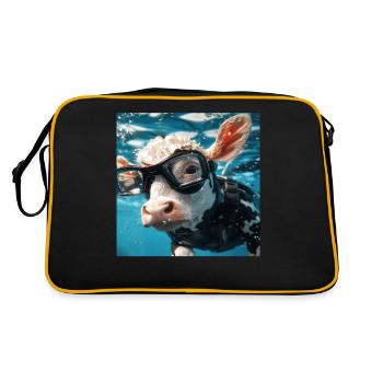 Kuh - Retro Tasche - Schwarz/Gold - Hinten