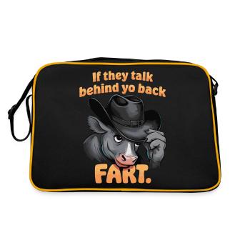 Kuh - Retro Tasche - Schwarz/Gold - Hinten