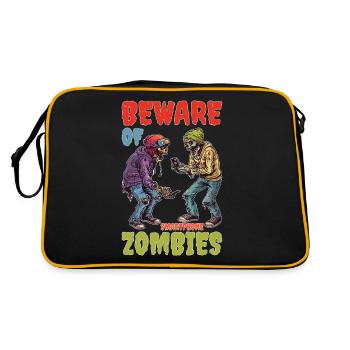 Beware Of Smartphone Zombies 2 - Retro Tasche - Schwarz/Gold - Hinten