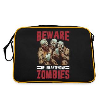 Beware Of Smartphone Zombies - Retro Tasche - Schwarz/Gold - Hinten