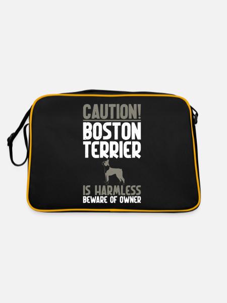 Boston Terrier Gifts - Retro Tasche - Schwarz/Gold - Hinten