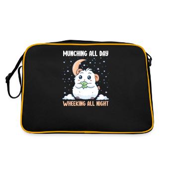 Guinea Pig Munching All Day, Wheeking All Night - Retro Bag - black/gold - Back