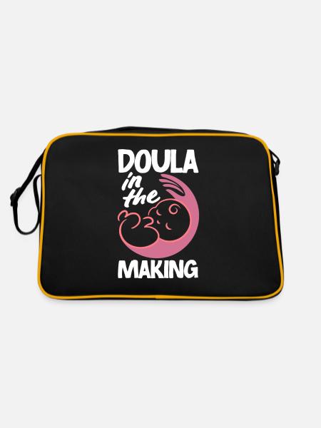 Doula Geschenk Doula Doulas - Retro Tasche - Schwarz/Gold - Hinten