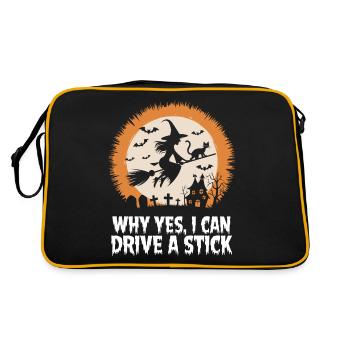 Why Yes I Can Drive a Stick Funny Witch Halloween - Retro Bag - black/gold - Back