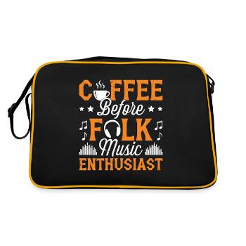 Folk Music Enthusiast Coffee Musician Coffee Lover - Retro Tasche - Schwarz/Gold - Hinten
