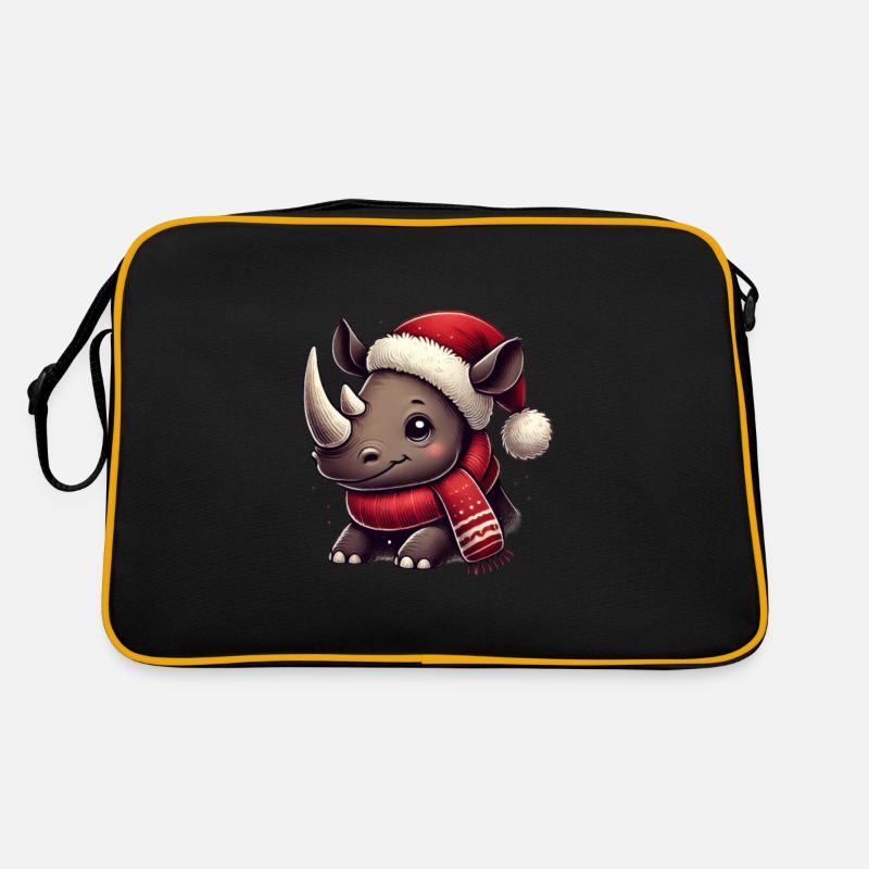 Rhinocéros mignon avec chapeau de Noël et Sac Retro