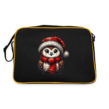 Cute Christmas Owl with Red Hat and Scarf - Retro Bag - black/gold - Back