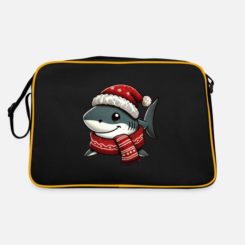 requin de Noël avec chapeau et écharpe Sac Retro