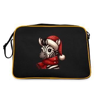 Cute zebra with Christmas hat - Retro Bag - black/gold - Back