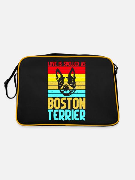 Boston Terrier Gifts - Retro Tasche - Schwarz/Gold - Hinten
