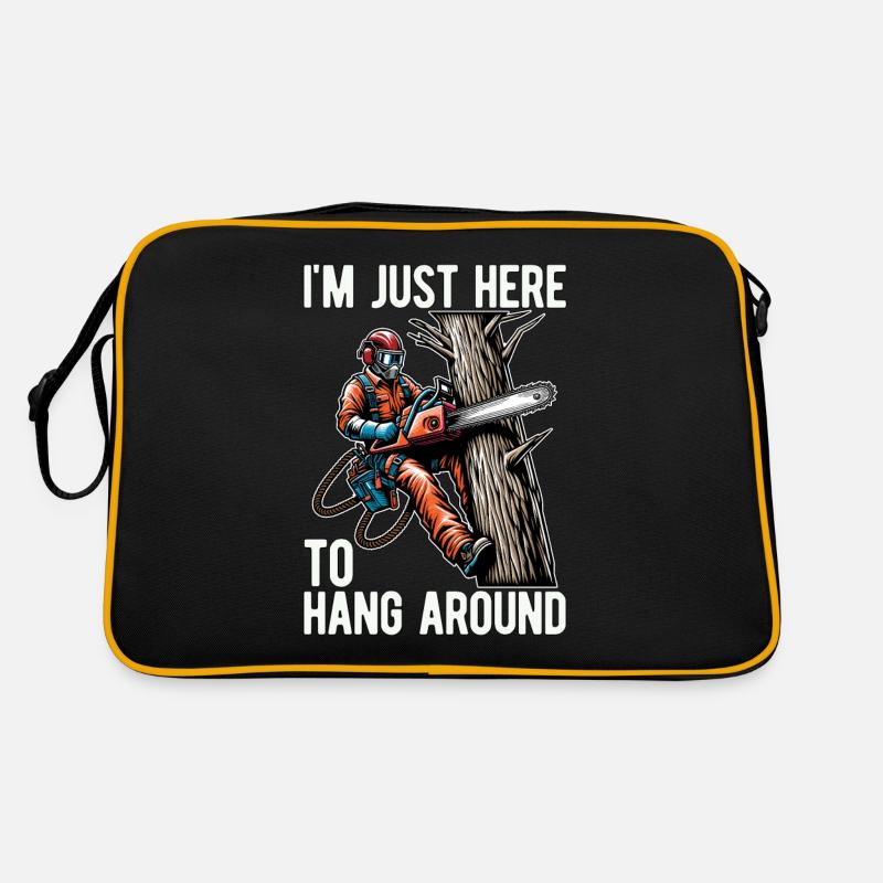 Arborist I'm Just Here To Hang Around Tree Climber - Retro Tasche - Schwarz/Gold