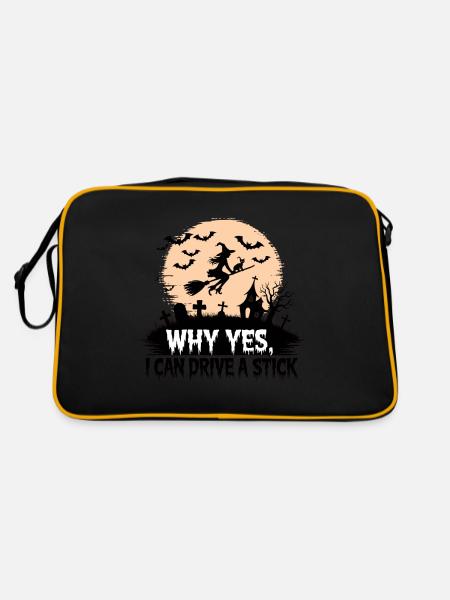 Pourquoi Je peux conduire un bâton Funny Witch Halloween - Sac Retro - noir/or - Dos