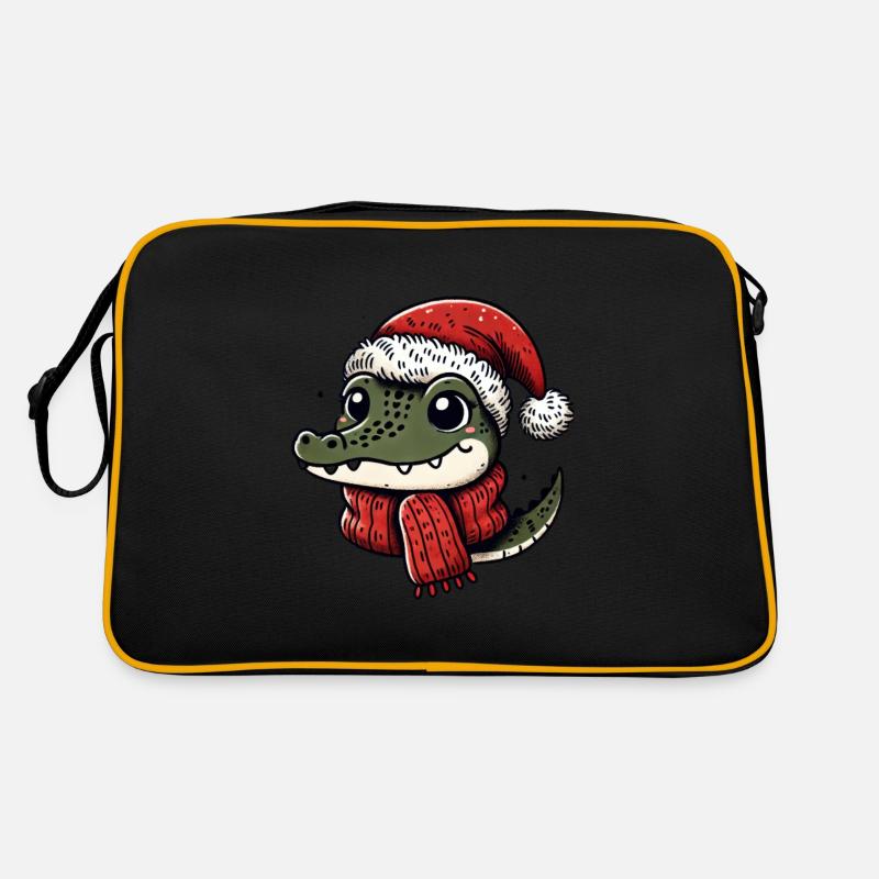 Crocodile de Noël avec chapeau et écharpe Sac Retro