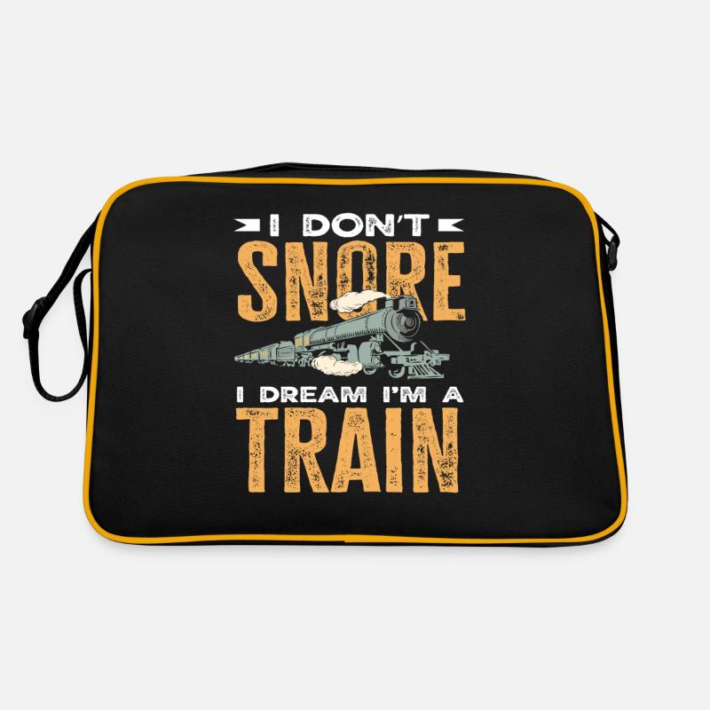 Je ne ronfle pas, je rêve de trains - Sac Retro - noir/or