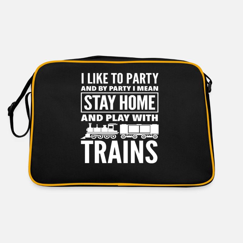 Ich Feiere Gerne Und Bleibe Zuhause Mit Zügen Retro Tasche