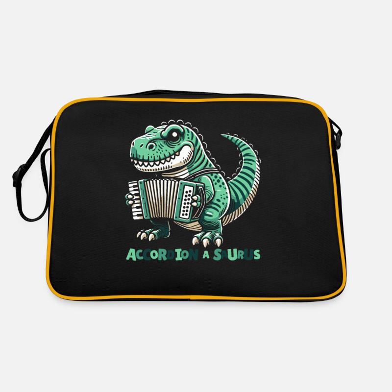 Akkordeon T Rex Dino - Retro Tasche - Schwarz/Gold