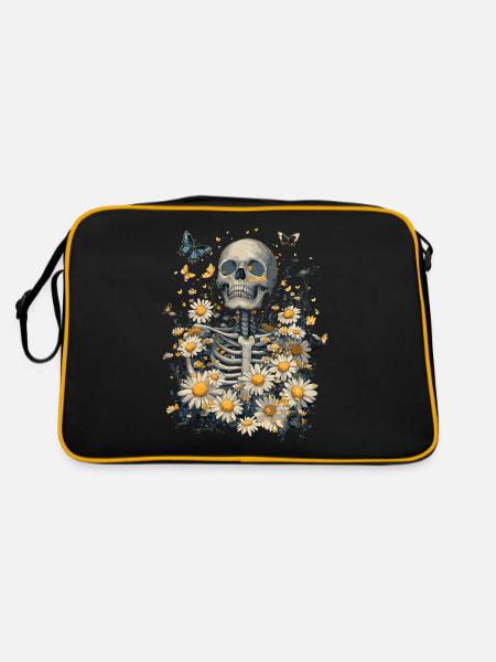 Skeleton Flowers - Retro Bag - black/gold - Back