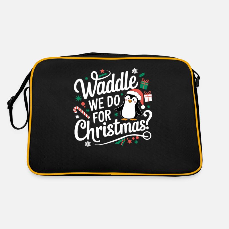 Waddle We Do For Christmas Penguin Christmas Retro Bag